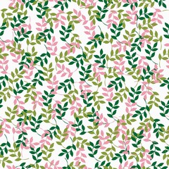 Seamless vintage pattern. Tropical background of colored plants. Leaves on a white background. Stock vector for printing on textiles and web design.