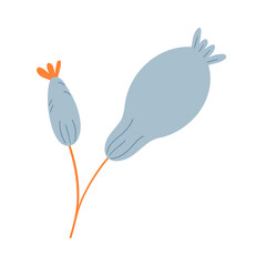 Isolated hand drawn vector flower for decoration, nursery, children illustration, gentle colours