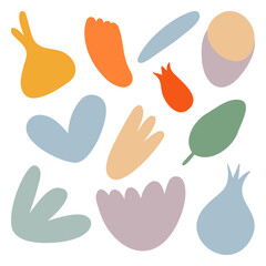 Set of hand drawn vector abstract shapes for decoration, gentle colours