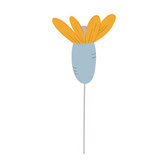 Isolated hand drawn vector flower for decoration, nursery, children illustration, gentle colours