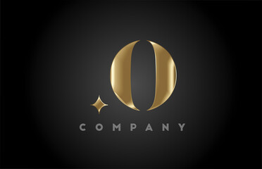 O gold metal alphabet letter icon logo template. Business and company design with golden metal style