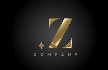 Z gold metal alphabet letter icon logo template. Business and company design with golden metal style - obrazy, fototapety, plakaty