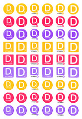 Vitamin D and D3, set icons, isolated symbols, vector illustration