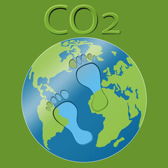 CO2 Fußabdrücke auf der Erde.