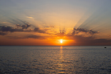 Fototapeta premium The sunset over the Caspian sea in Aktau, Kazakhstan.