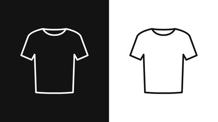 T-shirt icons on white and black backgrounds. Outerwear. Vector illustration