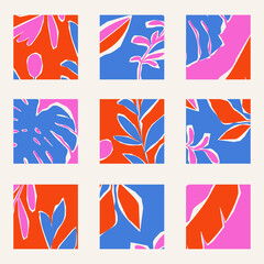 Fototapeta na wymiar Abstract botanical trendy templates for social media.