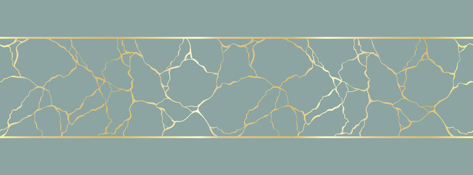 Abstract hand drawn seamless pattern, kintsugi background with gold gradient, organic surface, great for textiles, banners, wallpapers, tiles - vector design