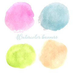 Vector hand drawn watercolor set of splashes or stains