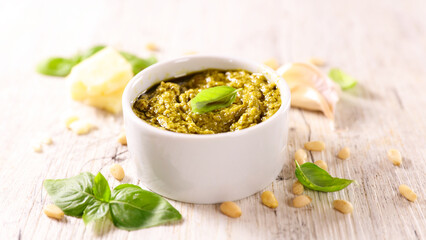 pesto sauce with basil,  pine nut and olive oil