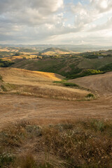 Tuscany Hill Landscape At Sunset Near Volterra