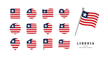 Liberia flag icon set vector illustration