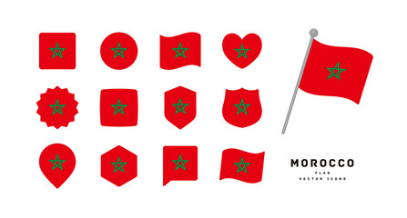 Moroccan flag icon set vector illustration