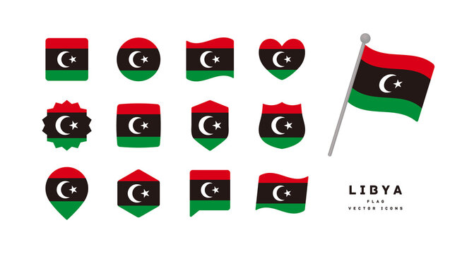 Libya flag icon set vector illustration