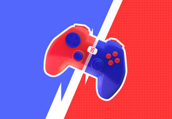 Battle of gamer teams. 3d illustration