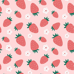 Cute strawberry seamless pattern. Summer print for textile, fabric, kids apparel, wrapping paper, digital print