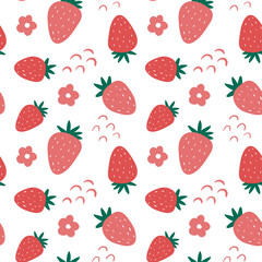 Cute strawberry seamless pattern. Summer print for textile, fabric, kids apparel, wrapping paper, digital print