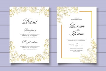 Obraz na płótnie Canvas Hand drawn floral invitation card template