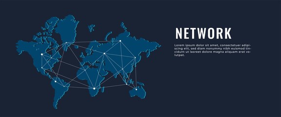 Worldwide network banner illustration with space for text.