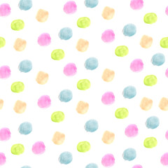 Vector hand drawn seamless pattern with watercolor stains