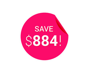 Save $884 us dollars sticker
