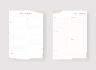 Modern planner template set. Set of planner and to do list. Daily planner template. Vector illustration.