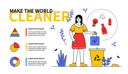 Make the world cleaner - line design style web banner