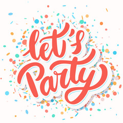  Let's party. Vector lettering banner. 