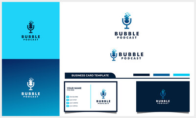 microphone podcast with bubble logo concept and business card template