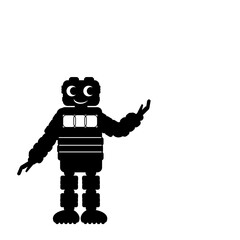 Silhouette cute robot. Chatbot helping solve problems. Modern technology robotics.