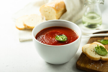 Traditional tomato soup with spinach
