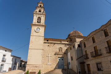 Fototapeta na wymiar Montaverner church and bell tower, in Valencia (Spain).