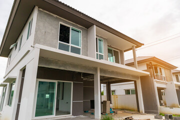 construction residential new house in progress at building site