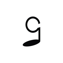 simple logo number 9 and black music notation