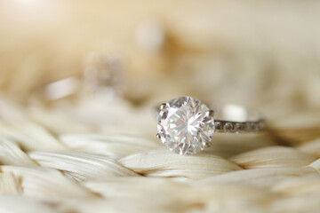 Jewelry diamond wedding rings close up