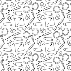 Made with love. Hand drawn colored vector set.