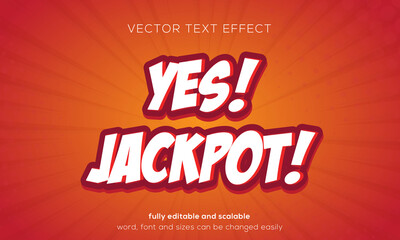 Fototapeta premium Yes jackpot vector text effect, comic and exciting text style.