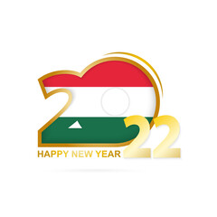 Year 2022 with Hungary Flag pattern. Happy New Year Design.