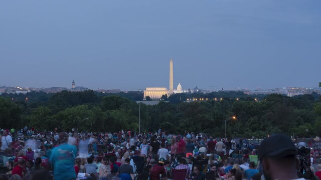 ARLINGTON VA, UNITED STATES - Jul 05, 2021: A 4k time-lapse of crowds gathered in Arlington, US