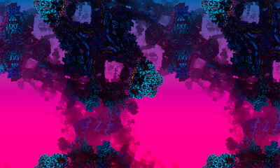 Fractal background of coral mountains. Fantasy Alien Landscape - 3D Rendering