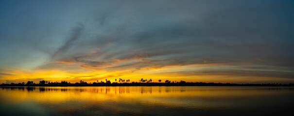 atmosphere, sky and water surface after sunset