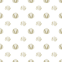 beige seashells seamless patterns