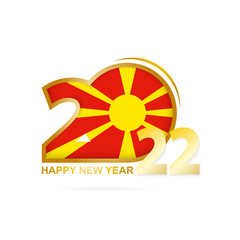 Year 2022 with Macedonia Flag pattern. Happy New Year Design.