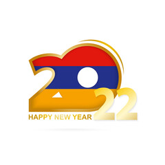 Year 2022 with Armenia Flag pattern. Happy New Year Design.