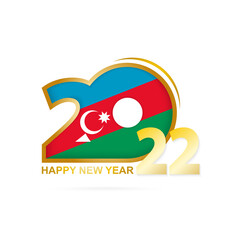Year 2022 with Azerbaijan Flag pattern. Happy New Year Design.