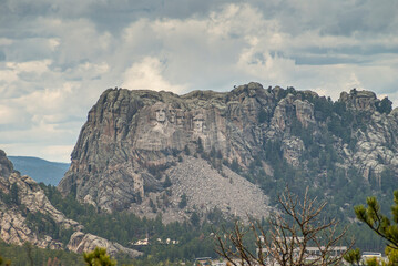 Black Hills, Keystone, SD, USA - May 31, 2008: Mount Rushmore and its mountain range. Seen from the...