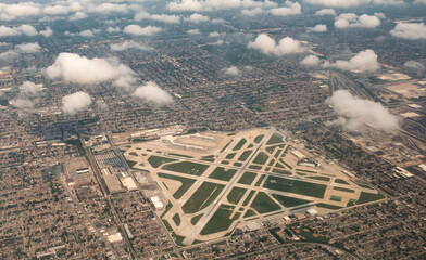 Aerial view of Midway Airport and the south side of Chicago