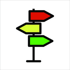 road sign icon. signpost. Flat design. Vector illustration.