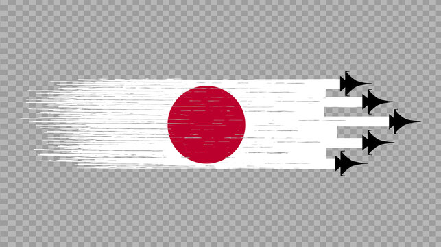 Japan flag with military fighter jets isolated  on png or transparent ,Symbols of Japan, template for banner,card,advertising ,promote,commercial, ads, web design,poster, vector