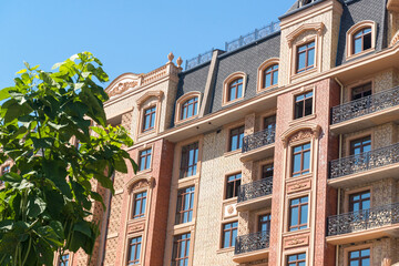 Modern apartment complex design. Panoramic view